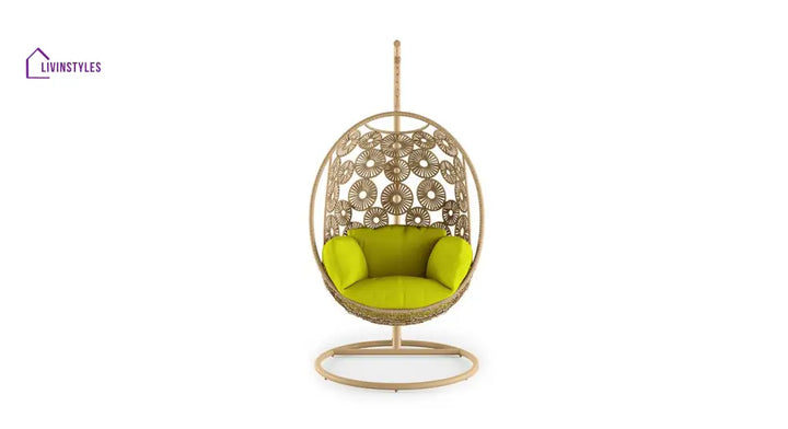 Noemi Single Seater Hanging Swing With Stand For Balcony Garden Swing (Honey) - Swings