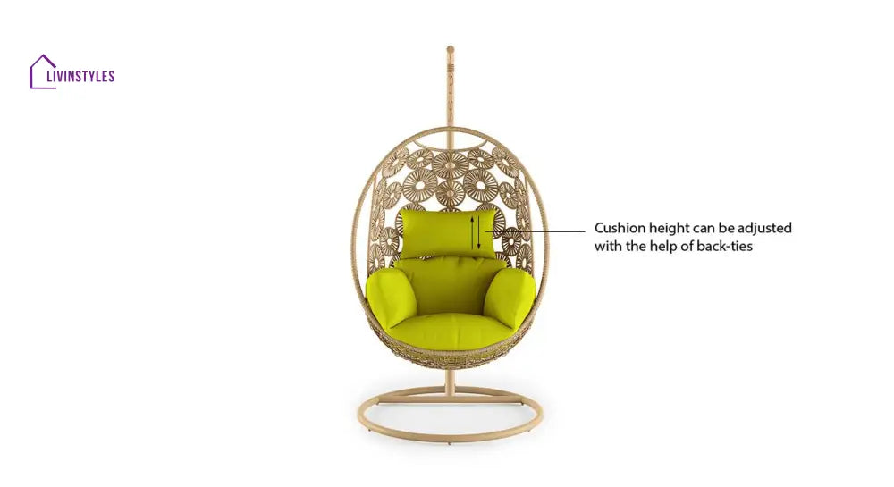 Noemi Single Seater Hanging Swing With Stand For Balcony Garden Swing (Honey) - Swings