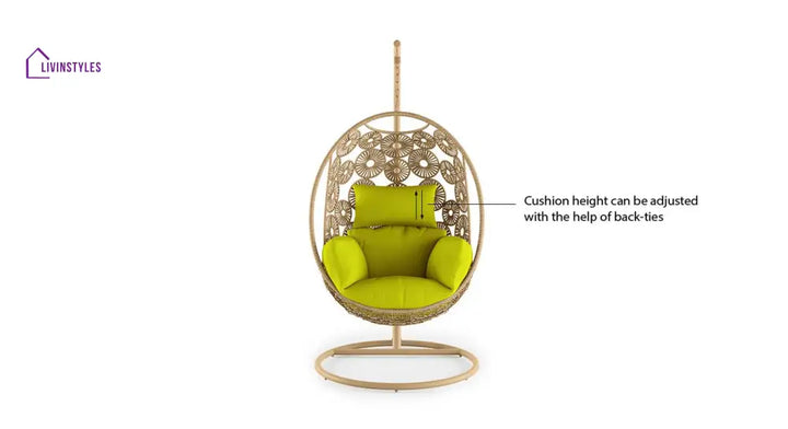 Noemi Single Seater Hanging Swing With Stand For Balcony Garden Swing (Honey) - Swings