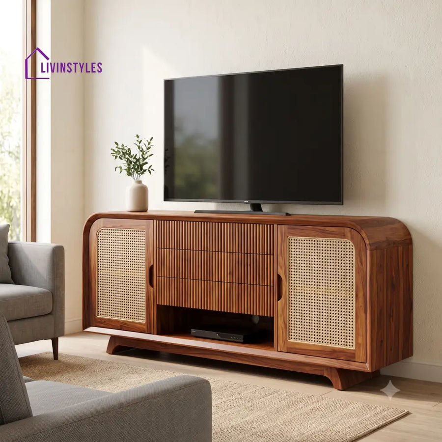 Nolwenn Solid Sheesham Wood Tv Unit for Living Room | Tv Cabinet | Tv Console Unit