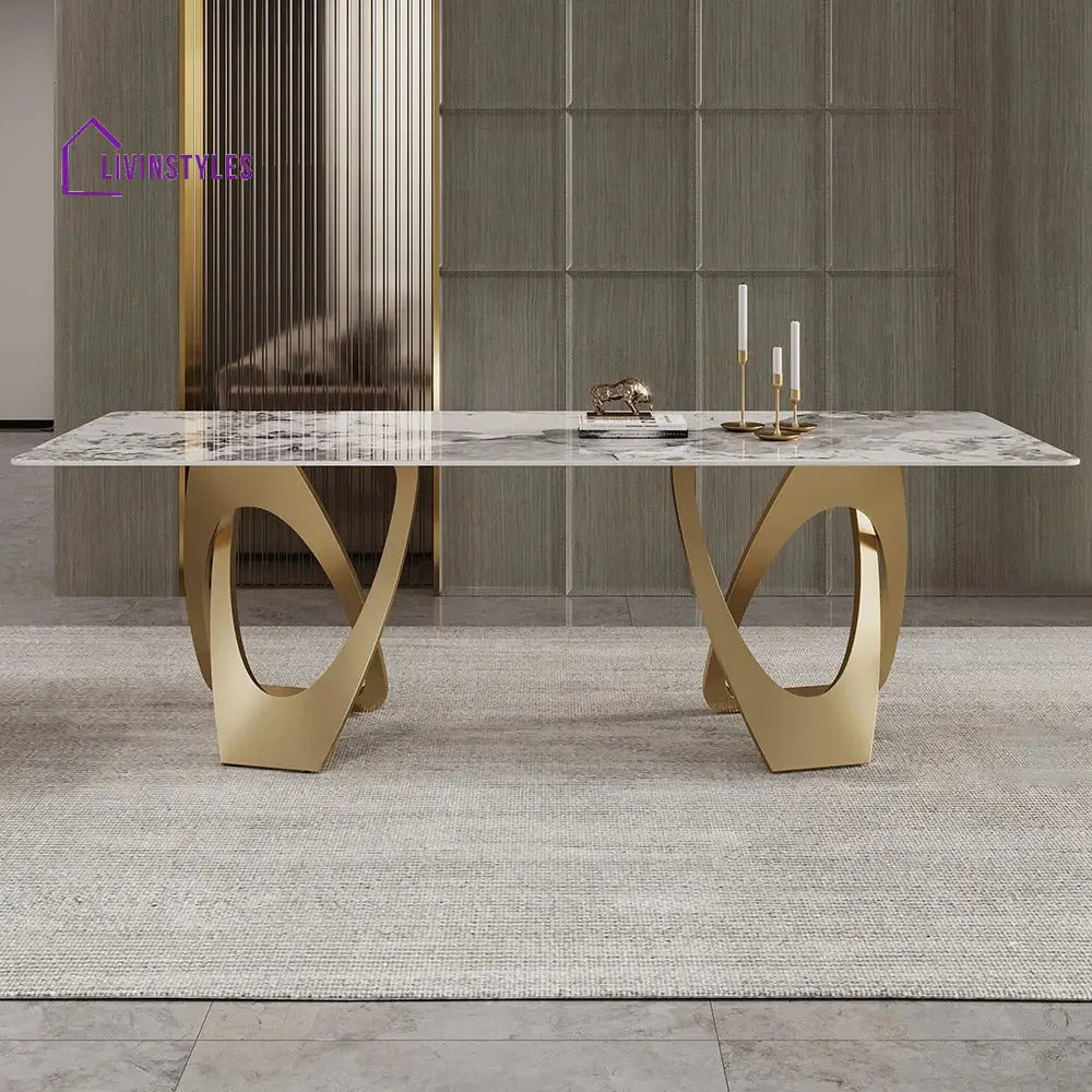 Nonna 8 Seater Dining Table Set | Marble Top Dining Table and Luxury Dining Chairs