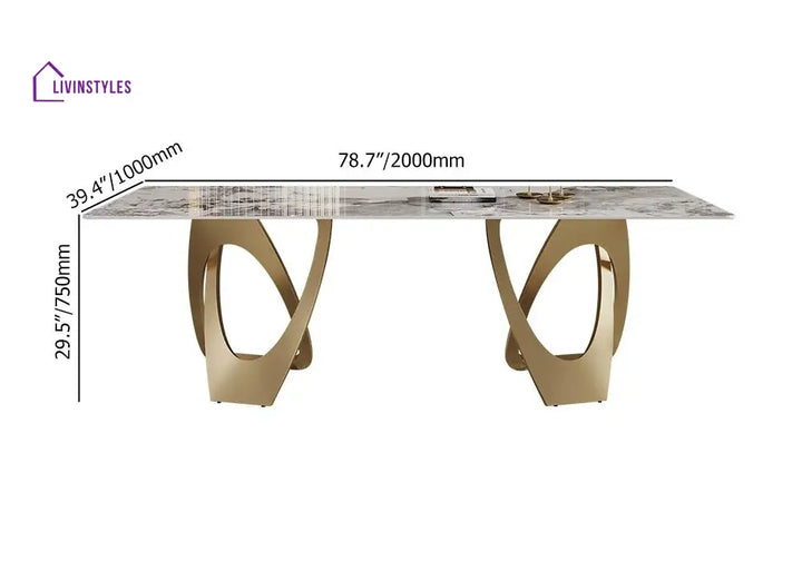 Nonna 8 Seater Dining Table Set | Marble Top Dining Table and Luxury Dining Chairs