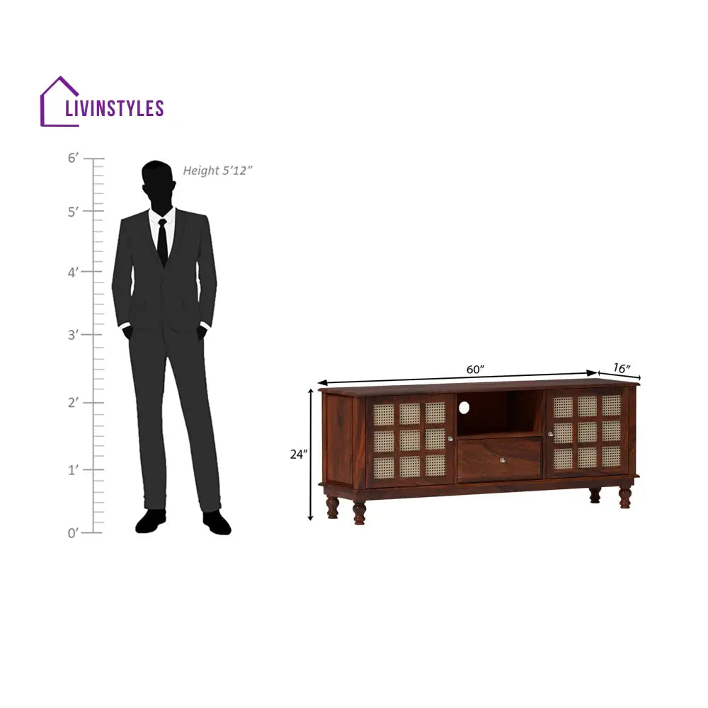Nonna Sheesham Wood TV Unit in Dark Maharani Colour tv units