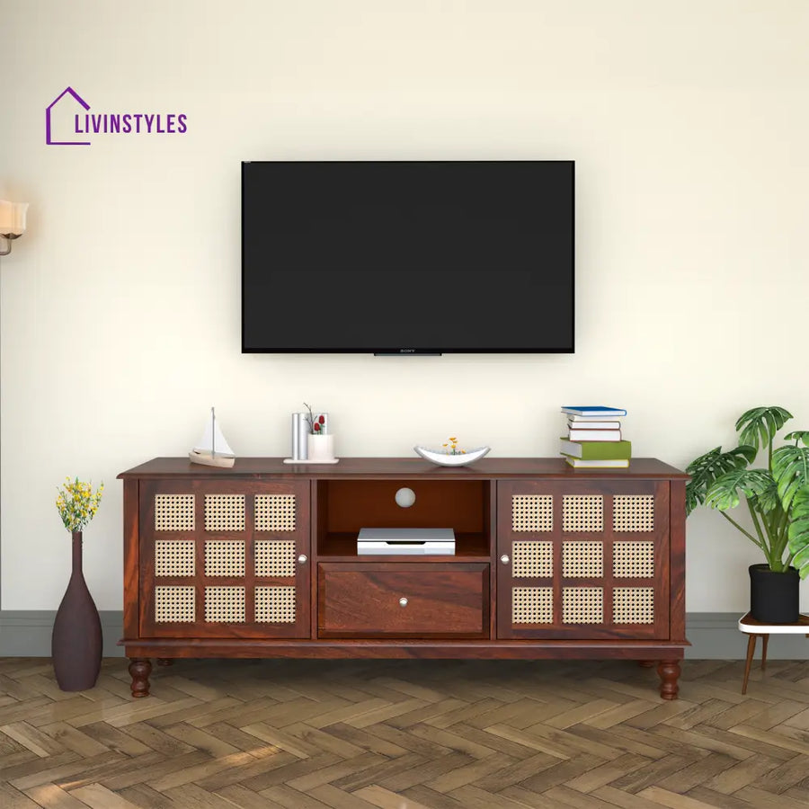 Nonna Sheesham Wood TV Unit in Dark Maharani Colour tv units