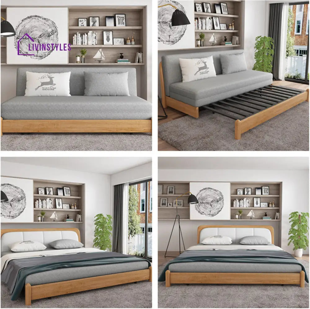 Solid Wood Frame Modern Convertible Sofa Bed With Underneath Storage SOFA BED