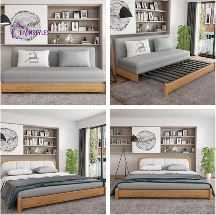 Solid Wood Frame Modern Convertible Sofa Bed With Underneath Storage SOFA BED