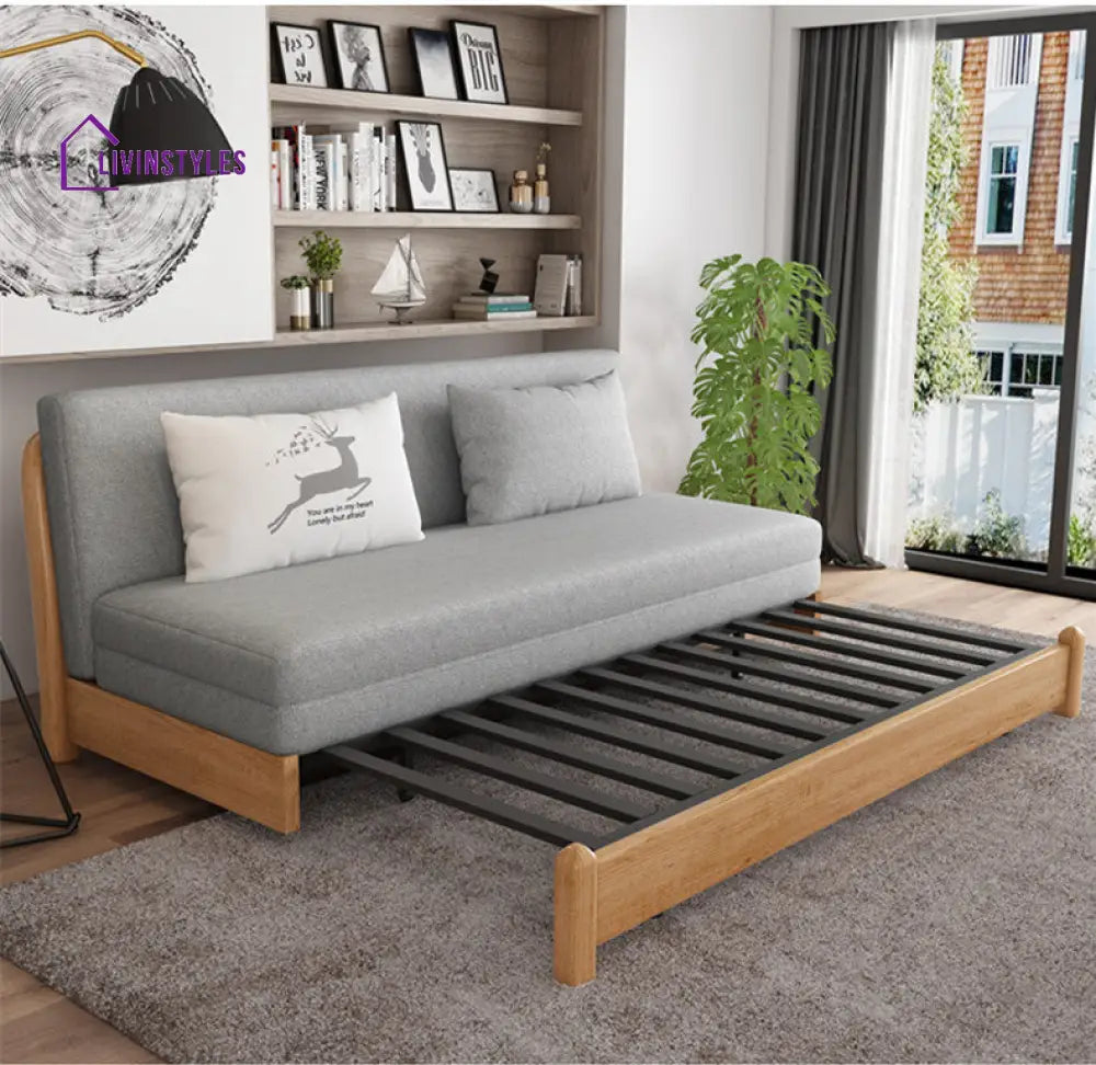 Solid Wood Frame Modern Convertible Sofa Bed With Underneath Storage SOFA BED