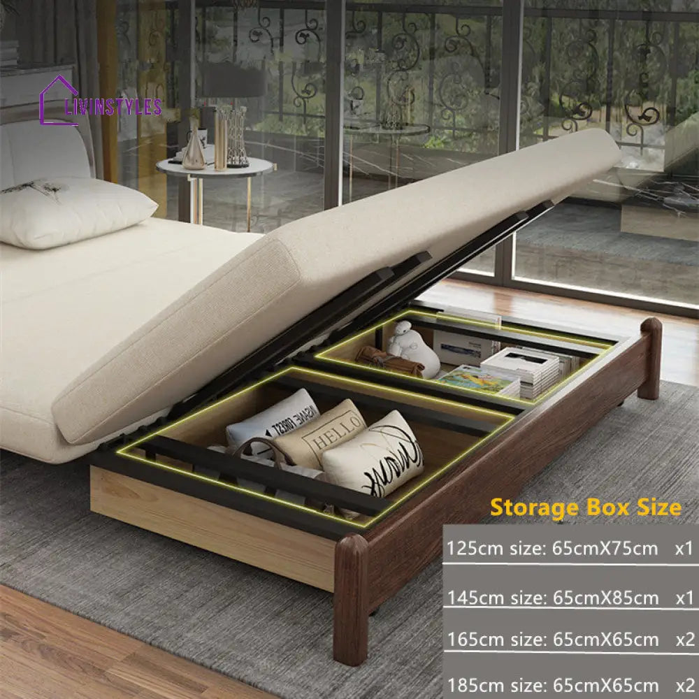 Solid Wood Frame Modern Convertible Sofa Bed With Underneath Storage SOFA BED