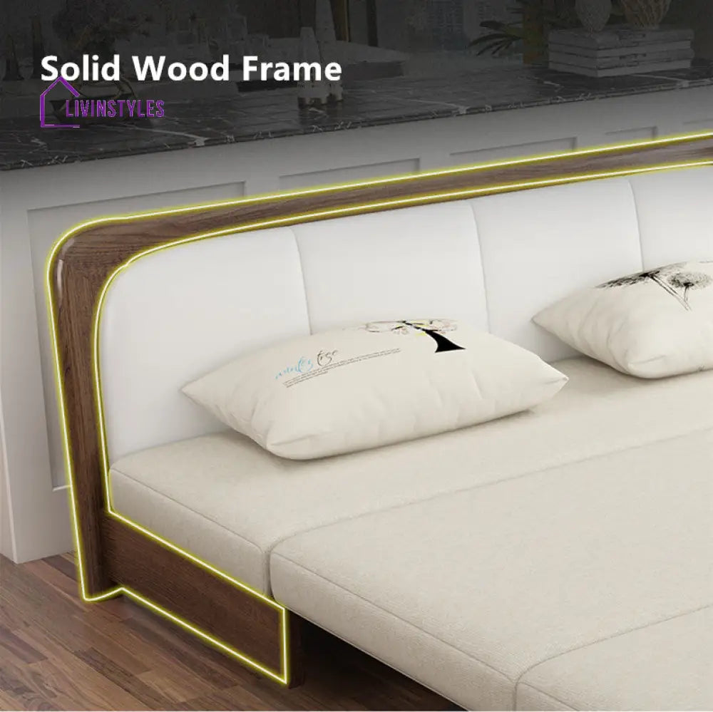 Solid Wood Frame Modern Convertible Sofa Bed With Underneath Storage SOFA BED