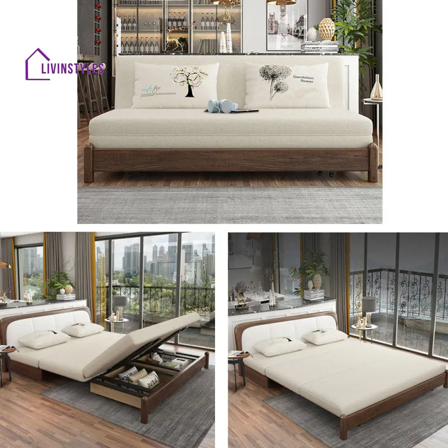 Solid Wood Frame Modern Convertible Sofa Bed With Underneath Storage SOFA BED