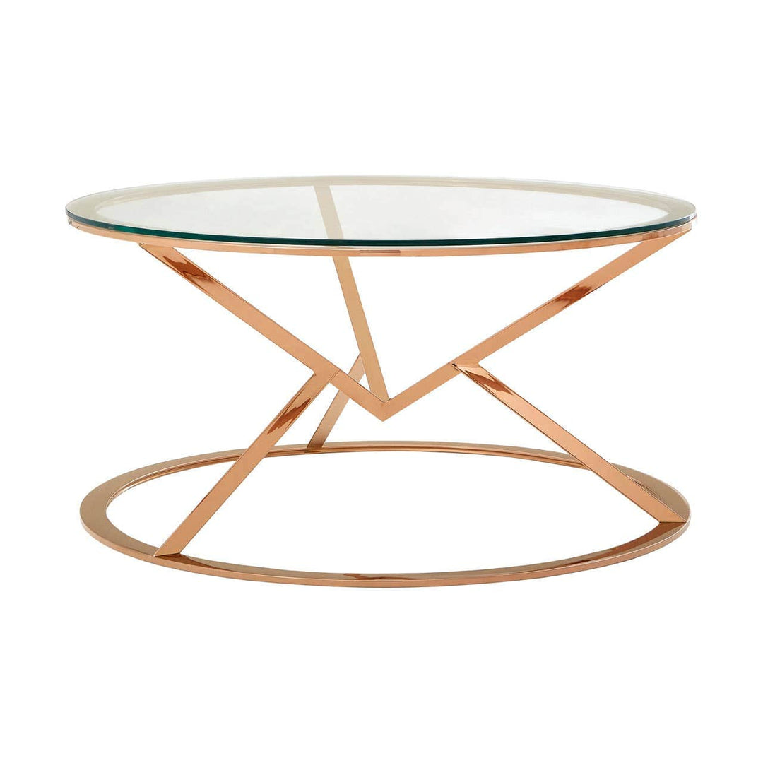 Neha Corseted Round Rose Gold Coffee Table Living