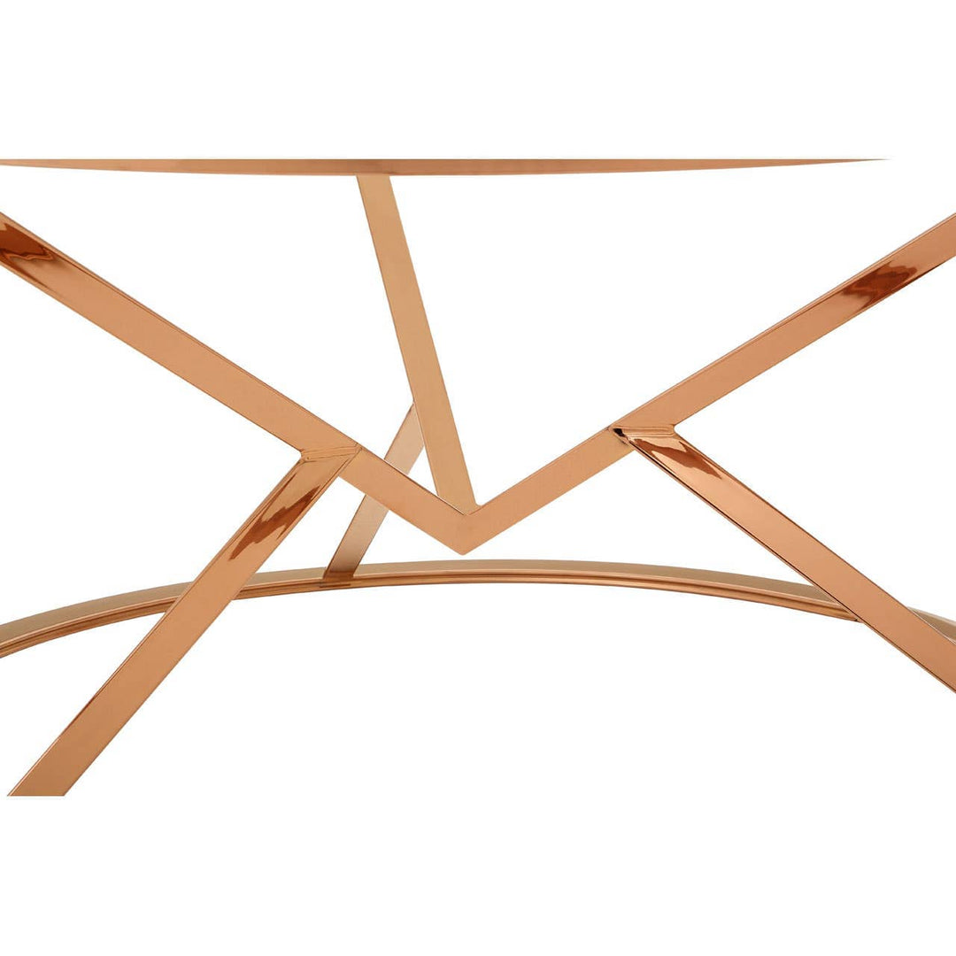 Neha Corseted Round Rose Gold Coffee Table Living