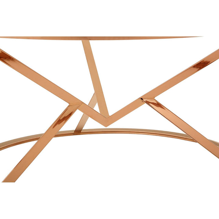 Neha Corseted Round Rose Gold Coffee Table Living