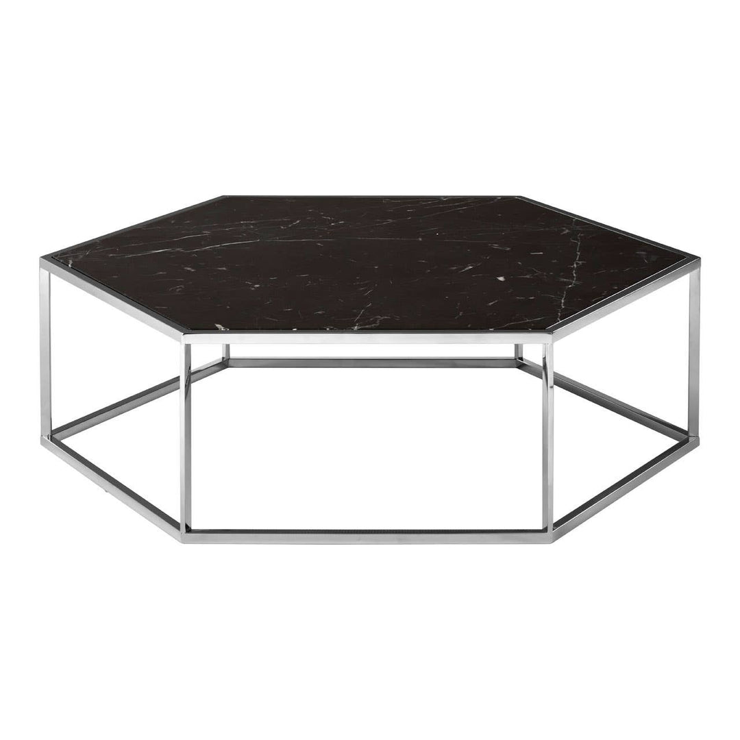 Nisha Silver Frame Hexagon Coffee Table Living