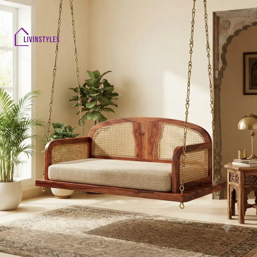 Norbert 2 Seater Wooden Swing for Home | Wooden Jhula for home