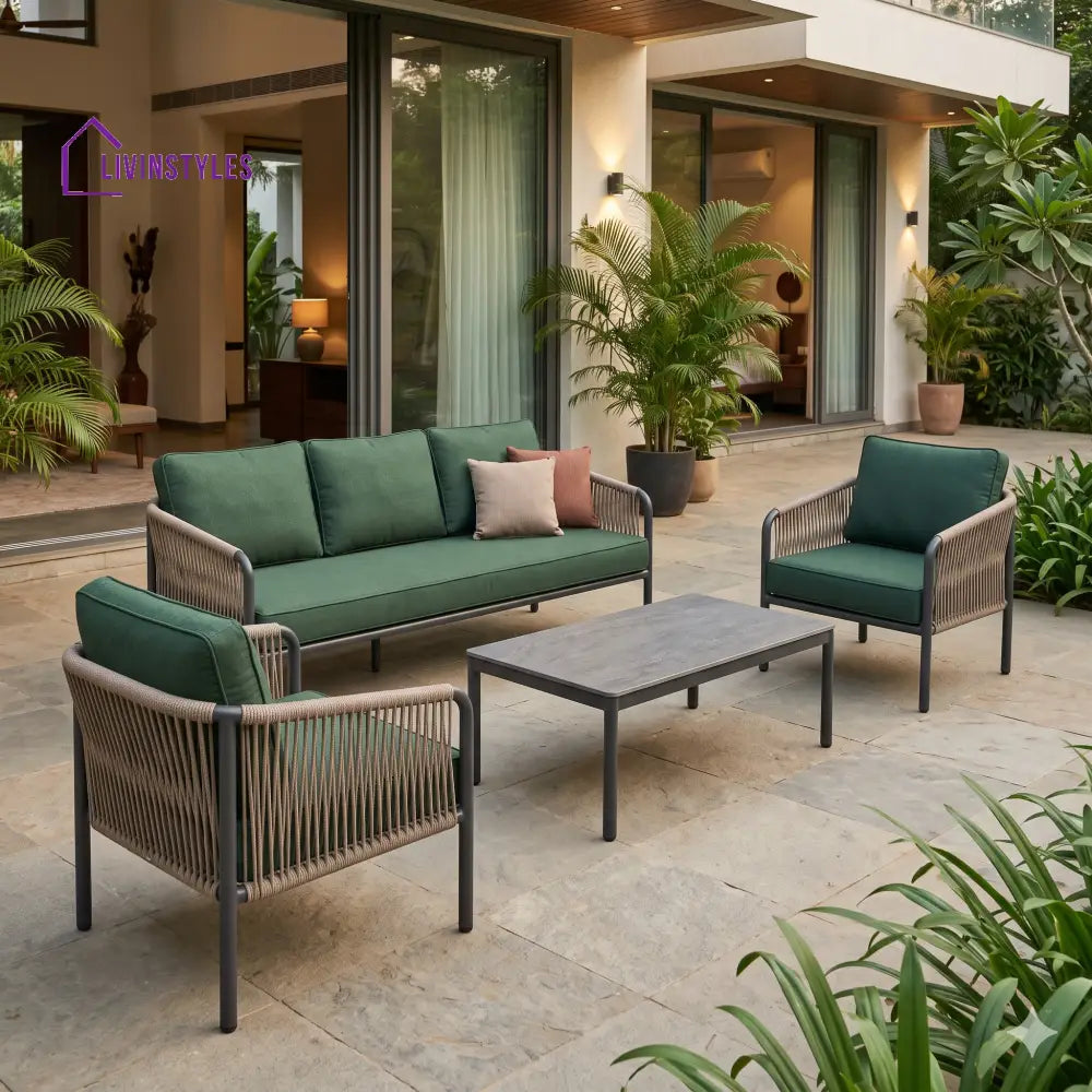 Norbert Premium MS Frame with Powder Coated Outdoor Sofa Set with Weather Proof Fabric