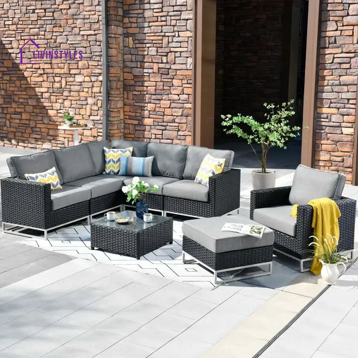 Norberta Outdoor Rattan Wicker 7-Seater Sofa Set - Sofa Set