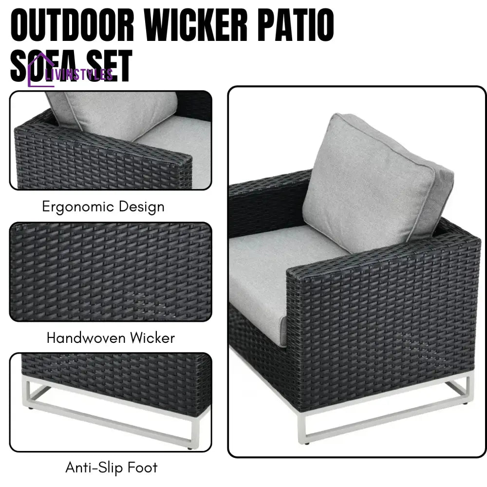 Norberta Outdoor Rattan Wicker 7-Seater Sofa Set - Sofa Set