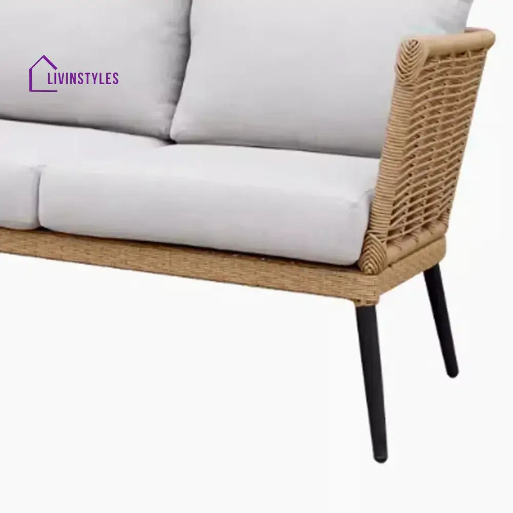 Noura Outdoor Beige Rope 7-Seater Sofa Set With Glass Top Table - Sofa Set