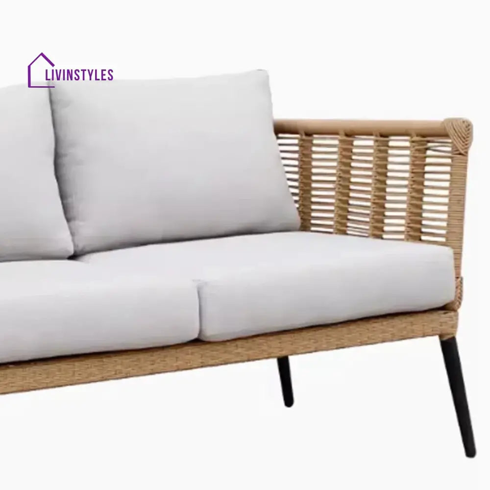 Noura Outdoor Beige Rope 7-Seater Sofa Set With Glass Top Table - Sofa Set