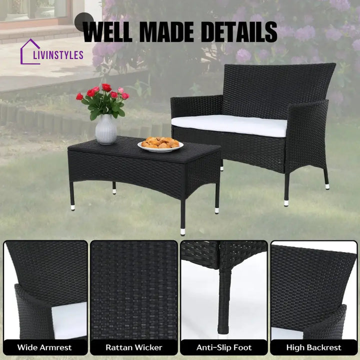 Nova 2-Piece Outdoor Rattan Wicker Loveseat Sofa - Sofa Set