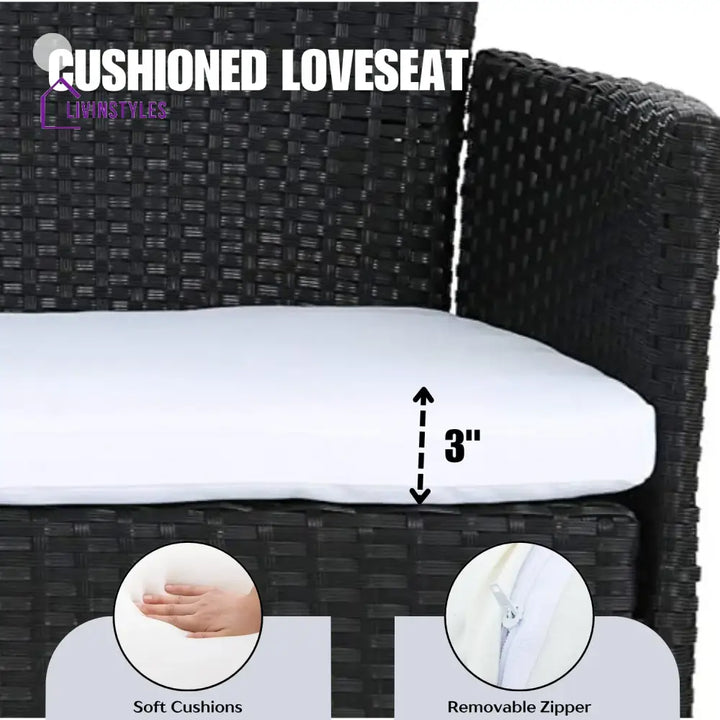 Nova 2-Piece Outdoor Rattan Wicker Loveseat Sofa - Sofa Set