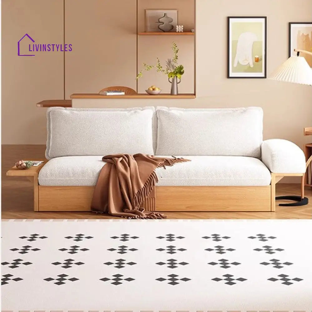 Japandi Teddy Plush Fabric Sofa Bed with Storage SOFA BED