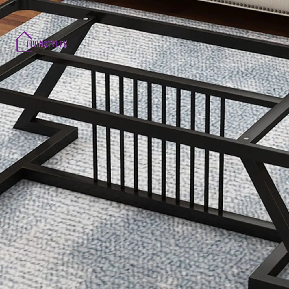 Nova Stainless Steel Coffee Table for Living Room | Black Finish | Composite Ceramic Marble | Rectangle Shape