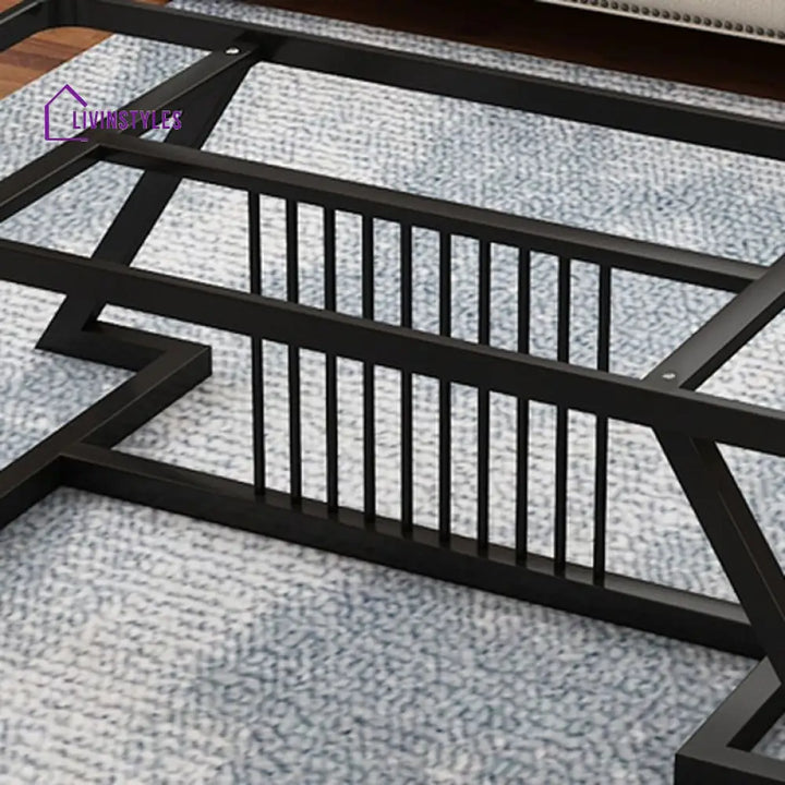 Nova Stainless Steel Coffee Table for Living Room | Black Finish | Composite Ceramic Marble | Rectangle Shape