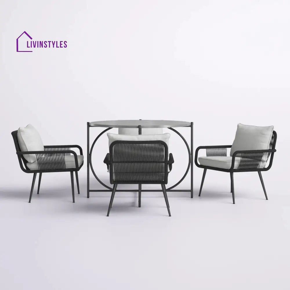 Novar Outdoor Patio Seating Set 4 Chairs and 1 Table Set Braided & Rope - Coffee Table Sets