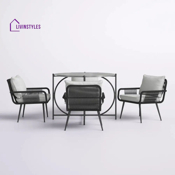 Novar Outdoor Patio Seating Set 4 Chairs and 1 Table Set Braided & Rope - Coffee Table Sets