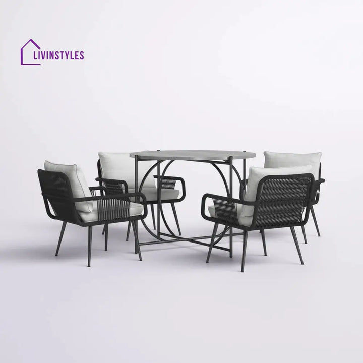 Novar Outdoor Patio Seating Set 4 Chairs and 1 Table Set Braided & Rope - Coffee Table Sets