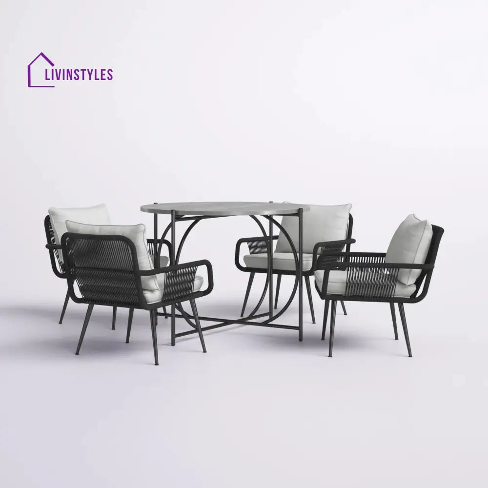 Novar Outdoor Patio Seating Set 4 Chairs and 1 Table Set Braided & Rope - Coffee Table Sets
