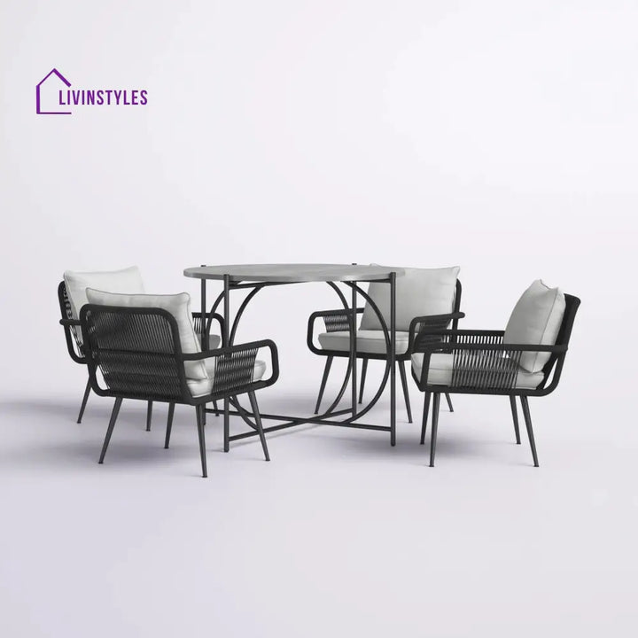 Novar Outdoor Patio Seating Set 4 Chairs and 1 Table Set Braided & Rope - Coffee Table Sets