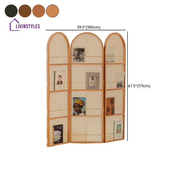 Novella Wooden and Cane Weaving Room Partition for Living Room