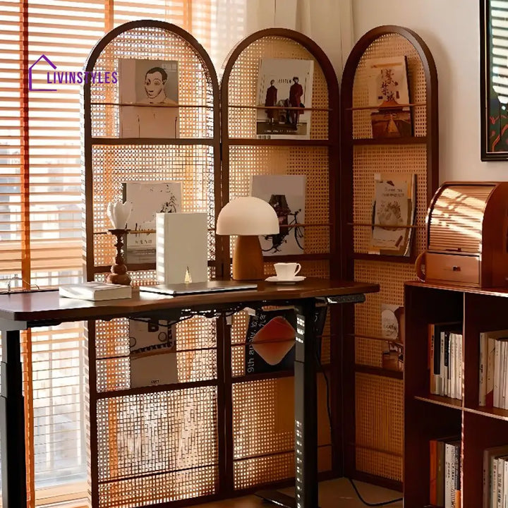 Novella Wooden and Cane Weaving Room Partition for Living Room