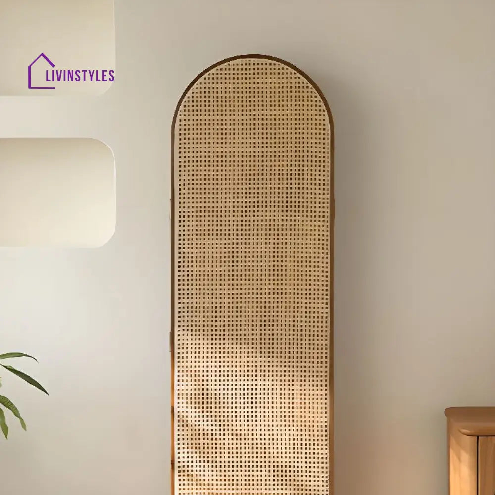 Novella Wooden and Cane Weaving Room Partition for Living Room
