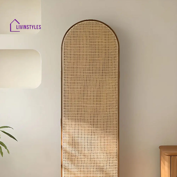 Novella Wooden and Cane Weaving Room Partition for Living Room