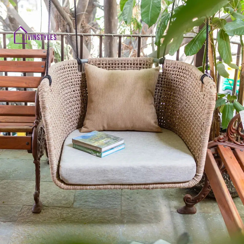 Novia Single Seater Hanging Swing Without Stand For Balcony Garden Swing (Honey) - Swings