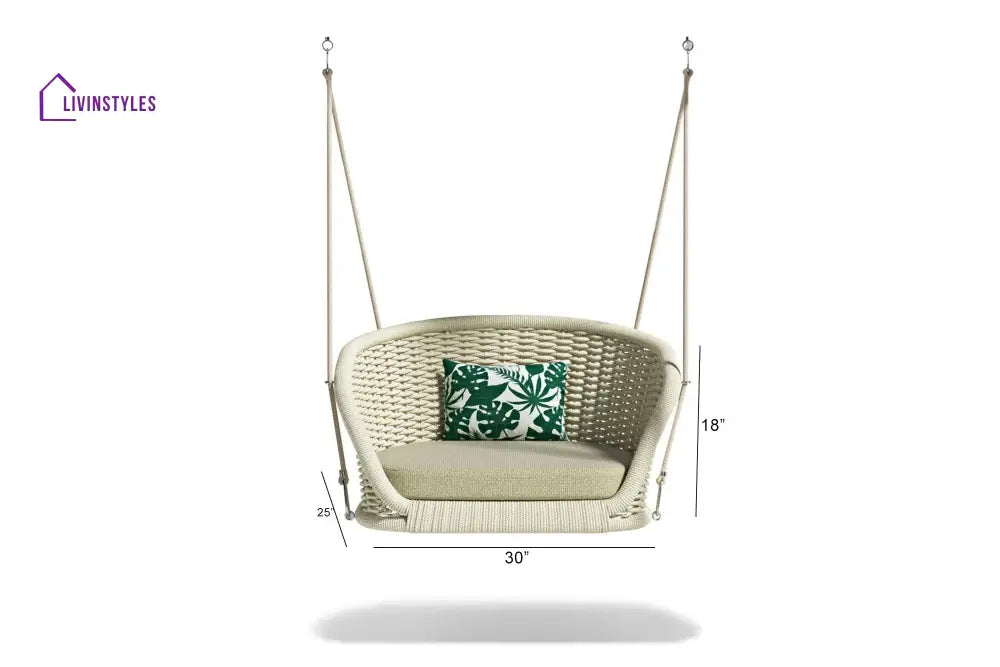 Noxe Single Seater Hanging Swing Without Stand For Balcony Garden Swing (Cream) Braided & Rope - Swings