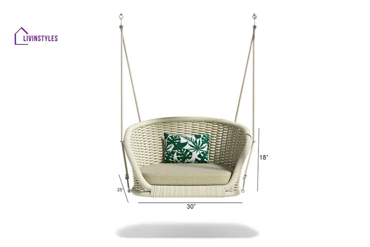 Noxe Single Seater Hanging Swing Without Stand For Balcony Garden Swing (Cream) Braided & Rope - Swings