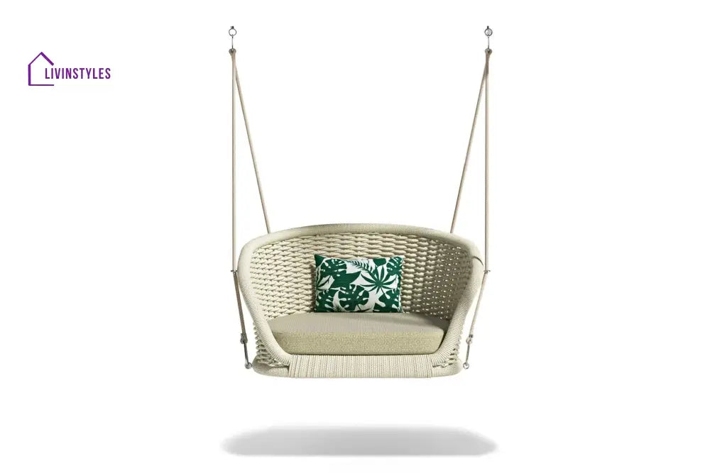 Noxe Single Seater Hanging Swing Without Stand For Balcony Garden Swing (Cream) Braided & Rope - Swings