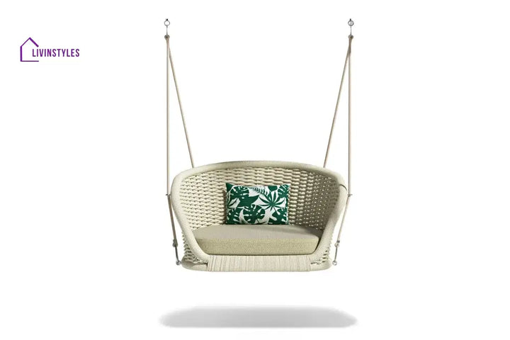 Noxe Single Seater Hanging Swing Without Stand For Balcony Garden Swing (Cream) Braided & Rope - Swings