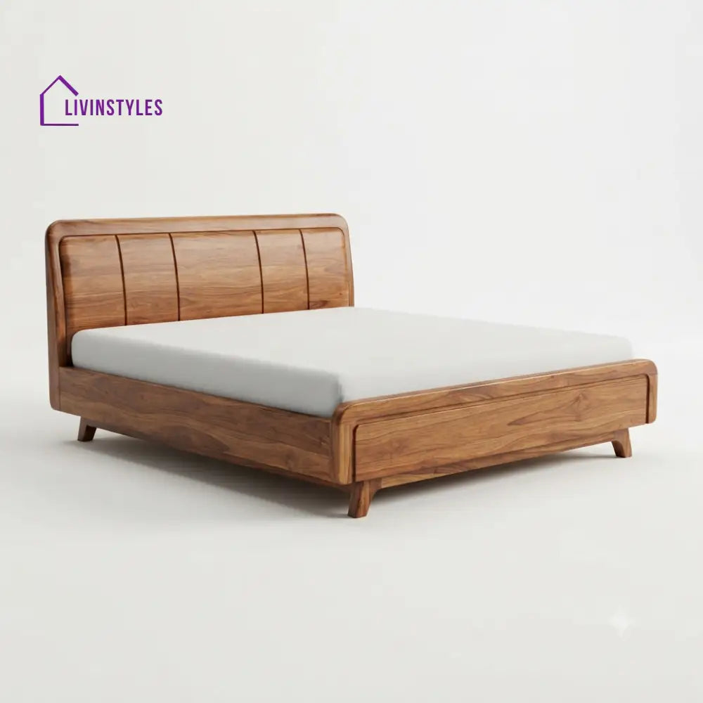 Noxolo Wooden Double Bed | King Size Bed | Queen Size Bed - Bed Without Storage