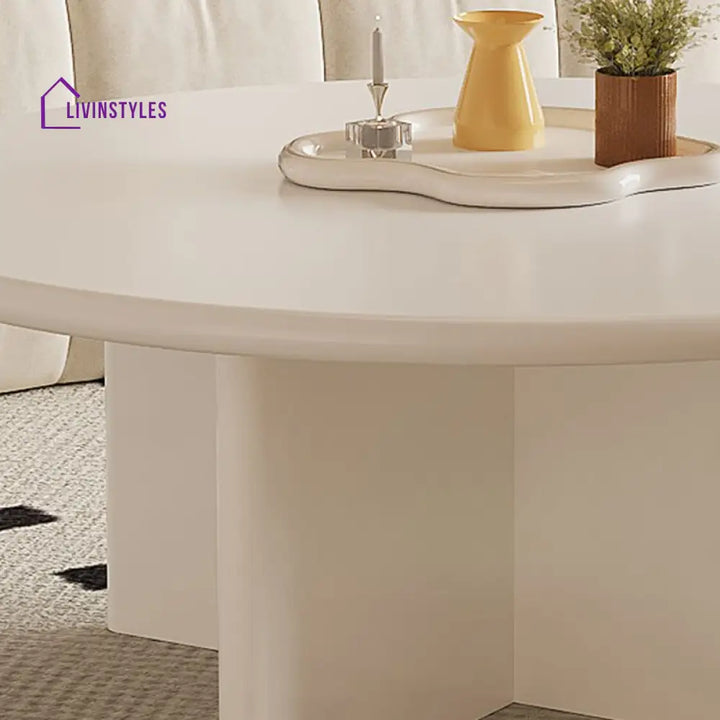 Nubo Mango Wood Coffee Table for Living Room | Round Shaped | White Finish