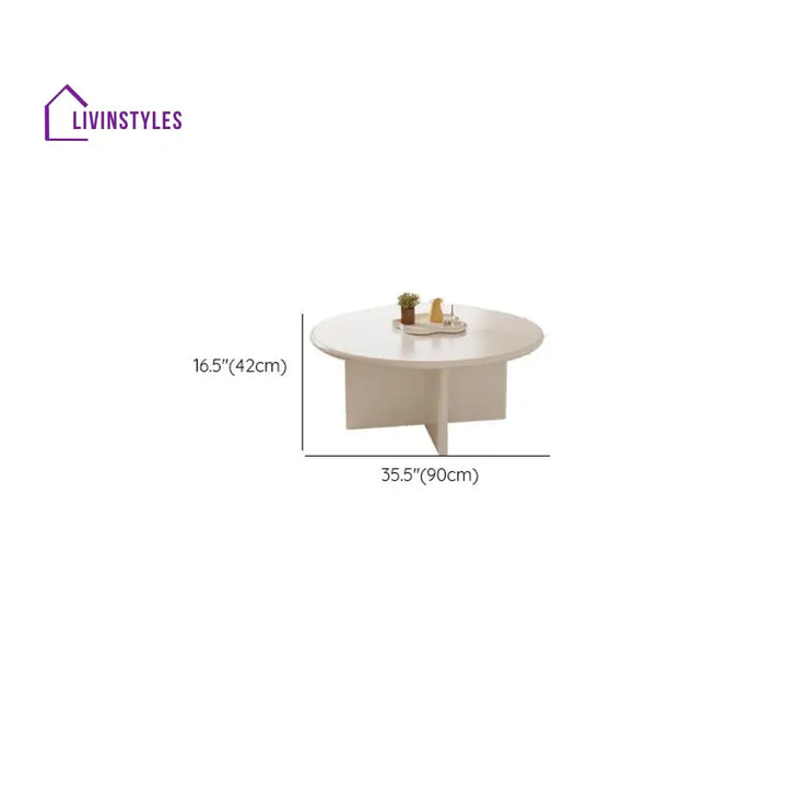 Nubo Mango Wood Coffee Table for Living Room | Round Shaped | White Finish