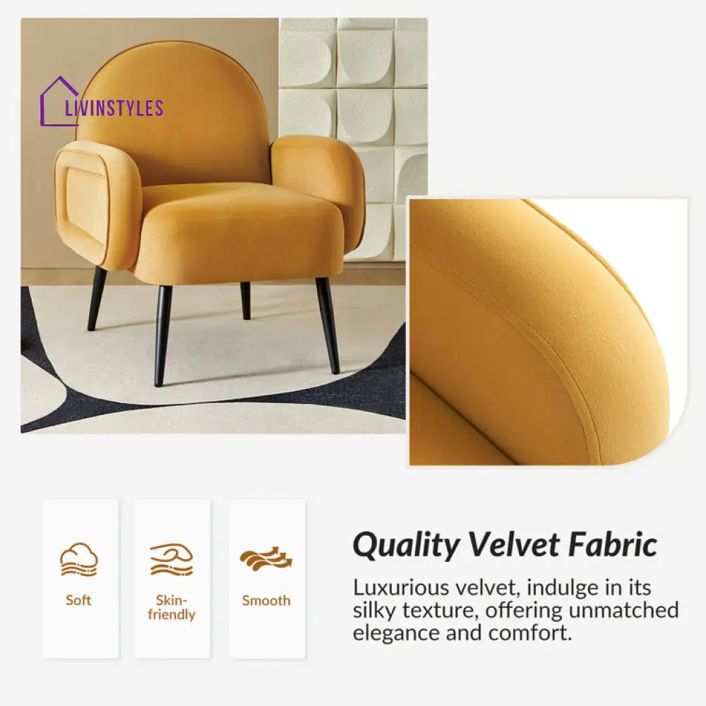 Nyra Metal and Fabric Arm Chair | Living Room Chair | Lounge Chair