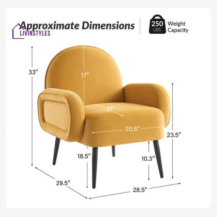 Nyra Metal and Fabric Arm Chair | Living Room Chair | Lounge Chair