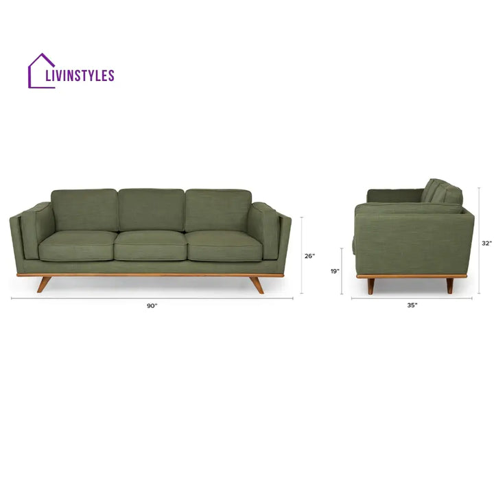 Nyra Solid Wood 3 Seater Sofa for Living Room