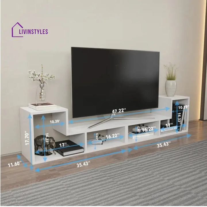 Oakley White Finish Tv Unit Stand for Living Room